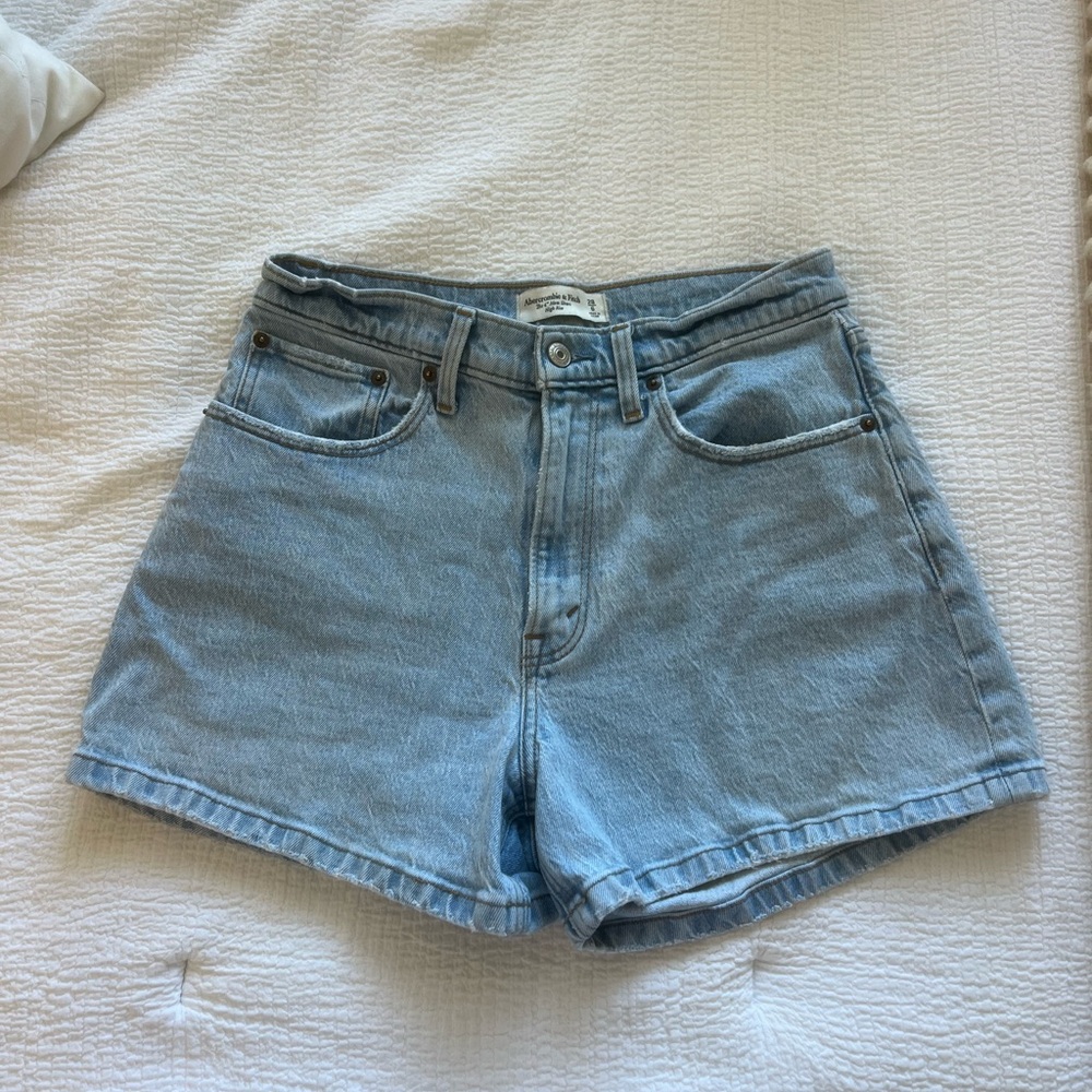 Abercrombie & Fitch Light Blue High-Rise Denim Shorts